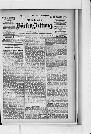 Berliner Börsen-Zeitung on Nov 16, 1904