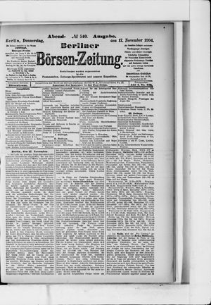 Berliner Börsen-Zeitung vom 17.11.1904