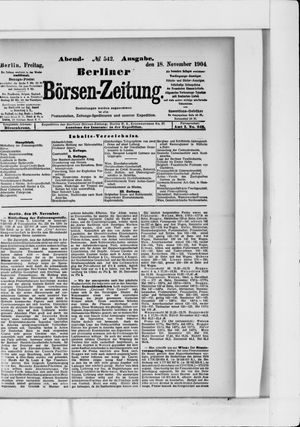 Berliner Börsen-Zeitung vom 18.11.1904