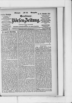 Berliner Börsen-Zeitung vom 19.11.1904