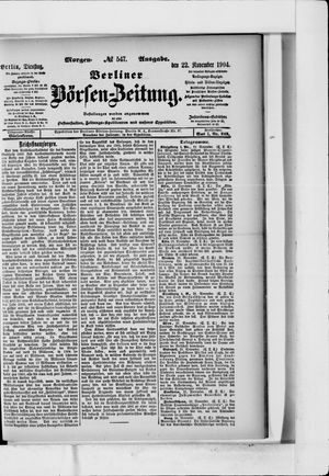 Berliner Börsen-Zeitung vom 21.11.1904