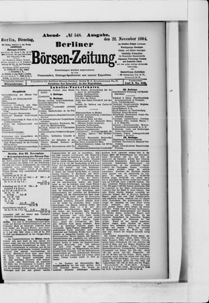 Berliner Börsen-Zeitung vom 22.11.1904