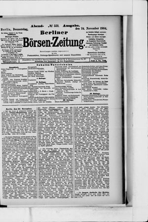 Berliner Börsen-Zeitung on Nov 24, 1904