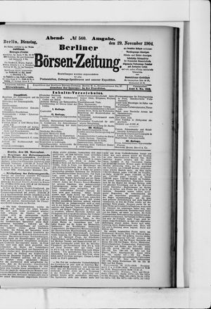Berliner Börsen-Zeitung vom 29.11.1904