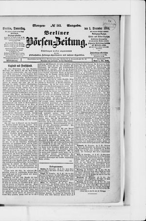 Berliner Börsen-Zeitung vom 01.12.1904