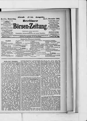 Berliner Börsen-Zeitung vom 01.12.1904