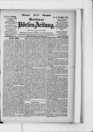 Berliner Börsen-Zeitung vom 06.12.1904