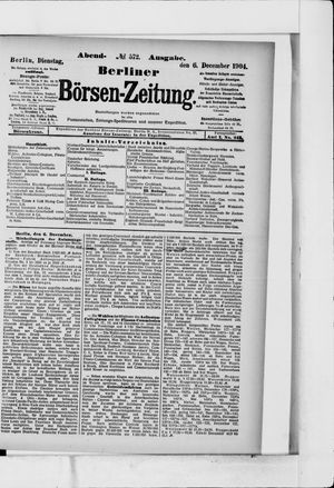 Berliner Börsen-Zeitung vom 06.12.1904