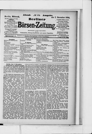 Berliner Börsen-Zeitung vom 07.12.1904