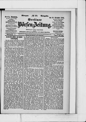 Berliner Börsen-Zeitung vom 10.12.1904