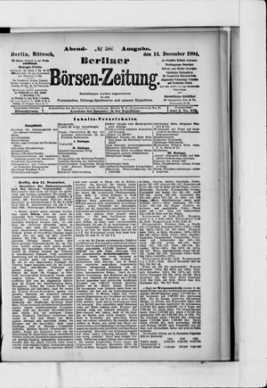 Berliner Börsen-Zeitung vom 14.12.1904