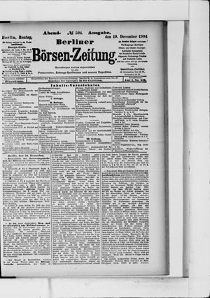Berliner Börsen-Zeitung vom 19.12.1904