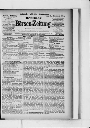 Berliner Börsen-Zeitung vom 21.12.1904