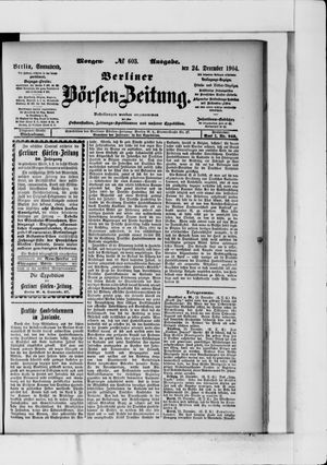 Berliner Börsen-Zeitung vom 24.12.1904