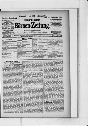 Berliner Börsen-Zeitung vom 24.12.1904