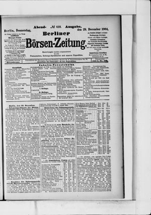 Berliner Börsen-Zeitung vom 29.12.1904