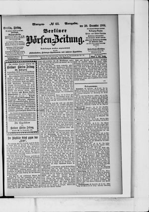 Berliner Börsen-Zeitung vom 30.12.1904