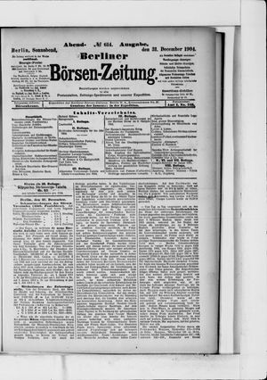 Berliner Börsen-Zeitung vom 31.12.1904