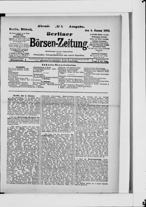 Berliner Börsen-Zeitung vom 04.01.1905