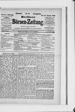 Berliner Börsen-Zeitung vom 10.01.1905