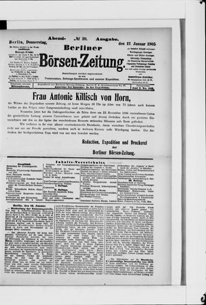 Berliner Börsen-Zeitung vom 12.01.1905
