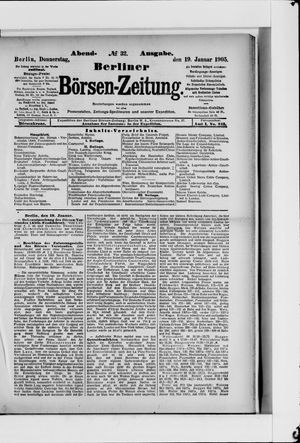Berliner Börsen-Zeitung vom 19.01.1905