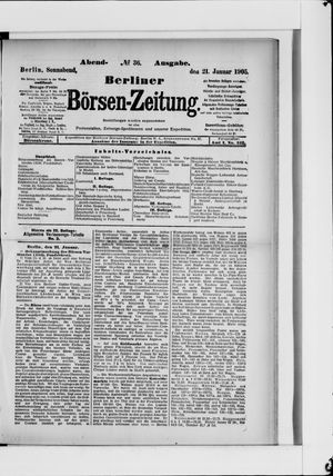 Berliner Börsen-Zeitung on Jan 21, 1905