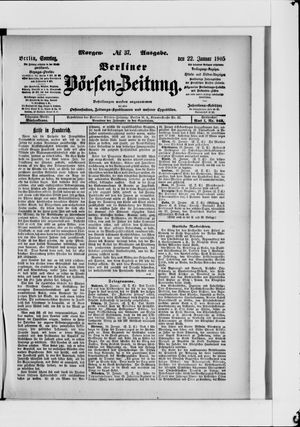 Berliner Börsen-Zeitung vom 22.01.1905
