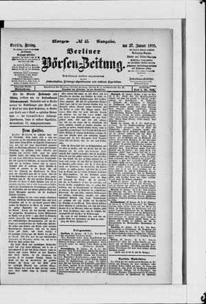 Berliner Börsen-Zeitung vom 27.01.1905
