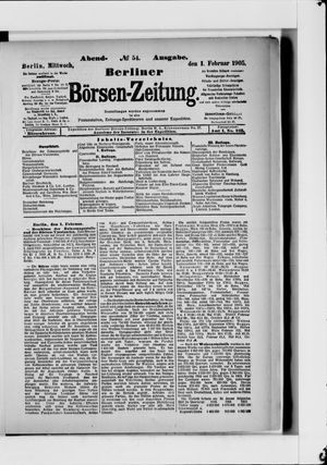 Berliner Börsen-Zeitung vom 01.02.1905