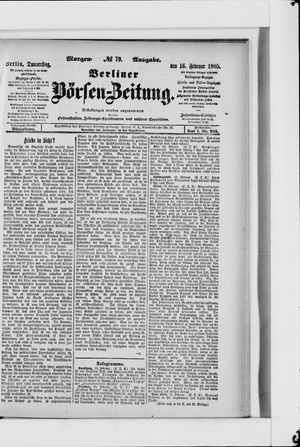 Berliner Börsen-Zeitung vom 16.02.1905