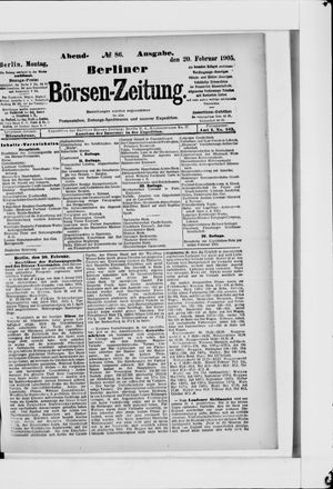 Berliner Börsen-Zeitung vom 20.02.1905