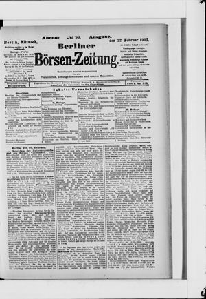 Berliner Börsen-Zeitung vom 22.02.1905