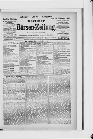 Berliner Börsen-Zeitung vom 27.02.1905