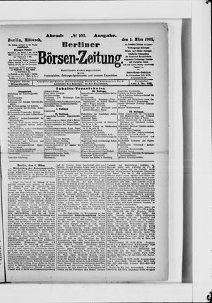 Berliner Börsen-Zeitung vom 01.03.1905