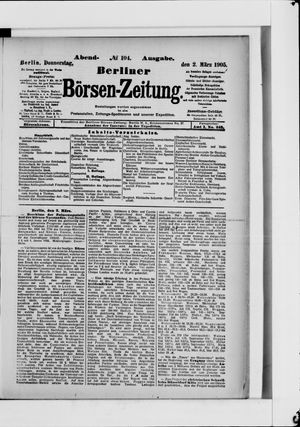Berliner Börsen-Zeitung vom 02.03.1905