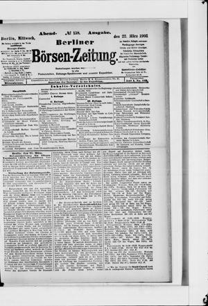 Berliner Börsen-Zeitung vom 22.03.1905