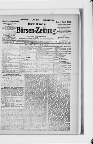 Berliner Börsen-Zeitung vom 01.04.1905
