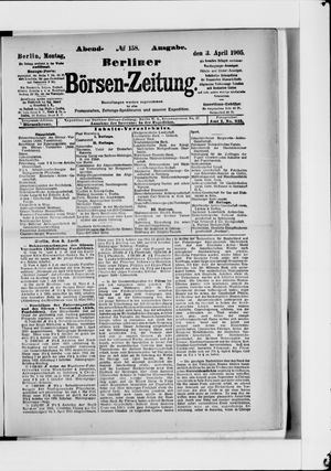 Berliner Börsen-Zeitung vom 03.04.1905