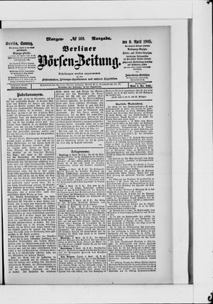 Berliner Börsen-Zeitung vom 09.04.1905