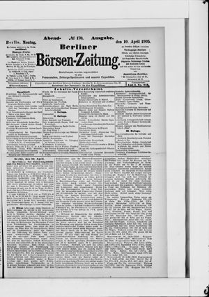 Berliner Börsen-Zeitung vom 10.04.1905