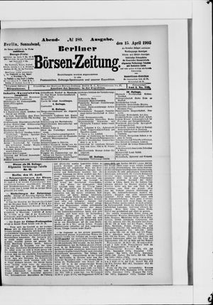 Berliner Börsen-Zeitung vom 15.04.1905