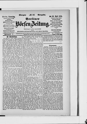 Berliner Börsen-Zeitung vom 20.04.1905