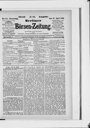 Berliner Börsen-Zeitung vom 20.04.1905