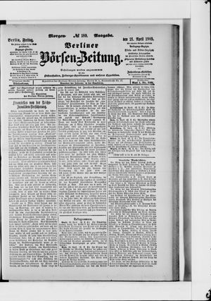 Berliner Börsen-Zeitung vom 21.04.1905