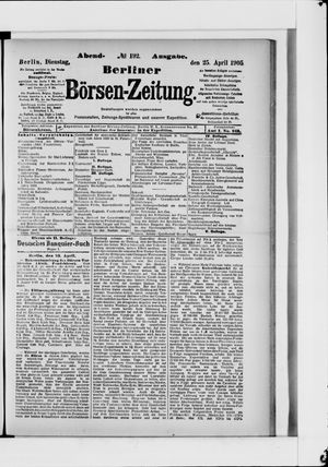 Berliner Börsen-Zeitung vom 25.04.1905