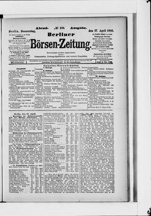 Berliner Börsen-Zeitung vom 27.04.1905