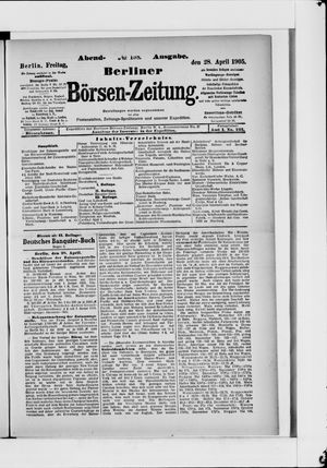 Berliner Börsen-Zeitung vom 28.04.1905