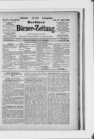Berliner Börsen-Zeitung vom 29.04.1905