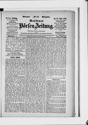 Berliner Börsen-Zeitung vom 30.04.1905
